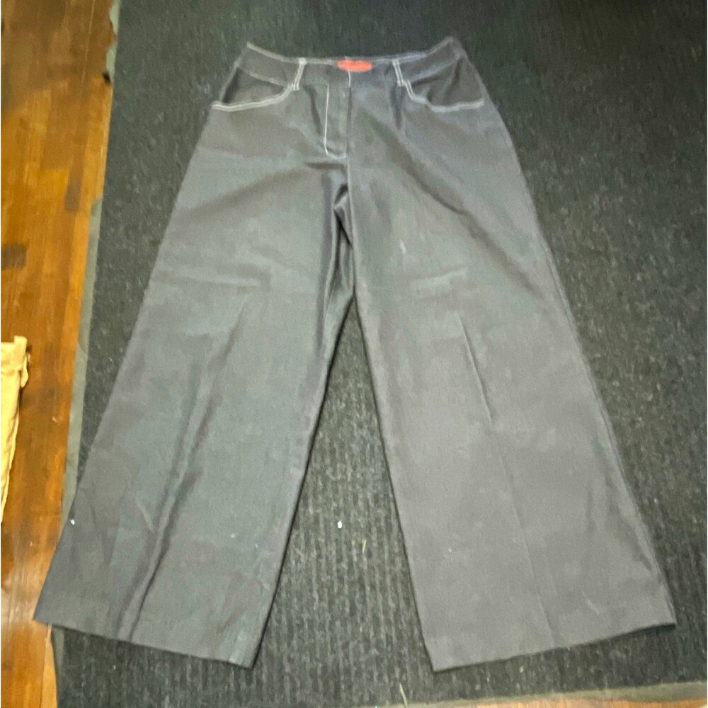 Devine Denim NY Women’s Black Denim Wide Leg Pants Mid Rise Stretch 32 Inseam
